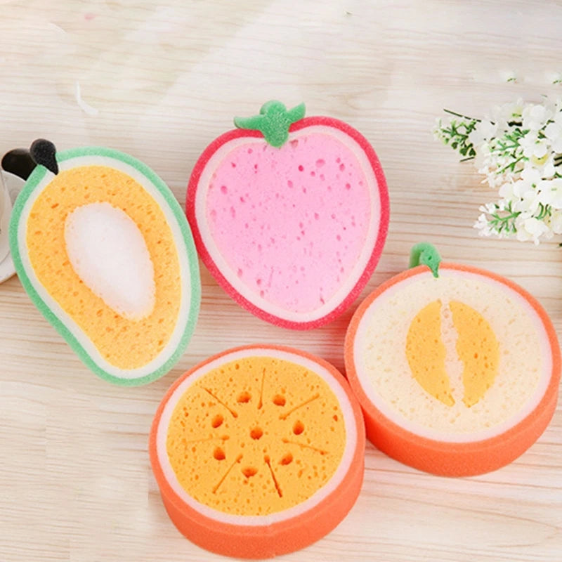 COMPLTELY RANDOM | Fruit Shaped Cute Body Cleaning Sponge Cartoon Scrubber for Kids Adult
