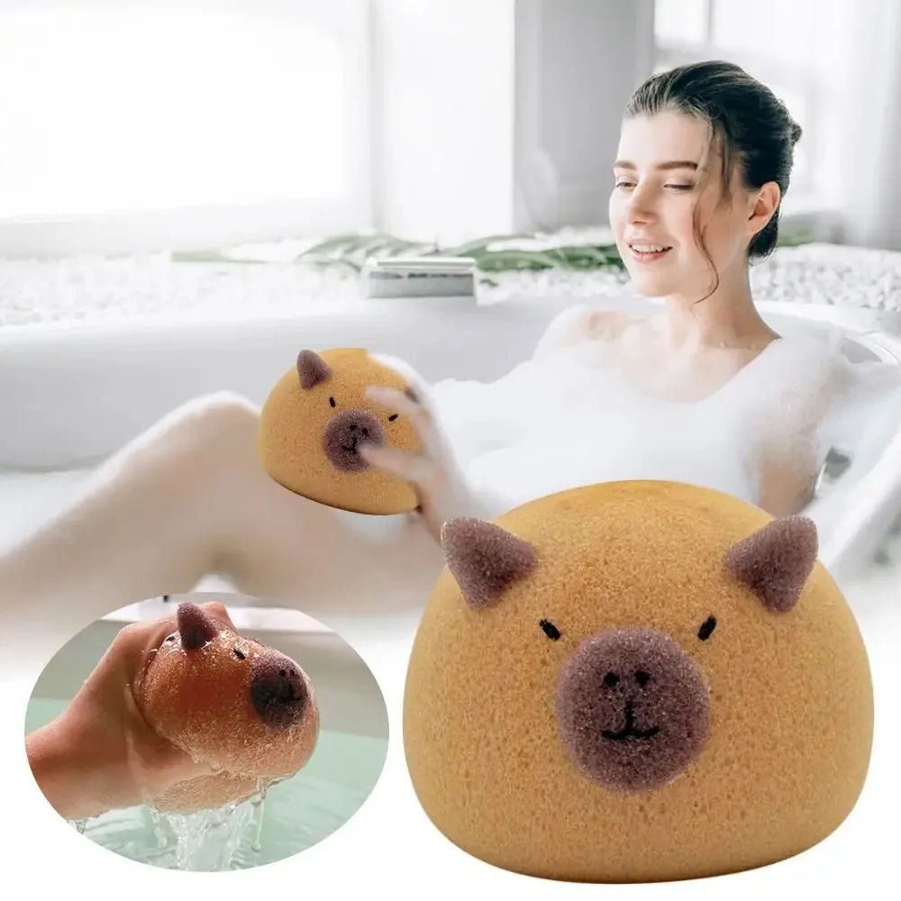 Cute Capybara Soft Bubble Sponge | Viral Cartoonish Animal Extra Lather Sponge for Kids & Adults