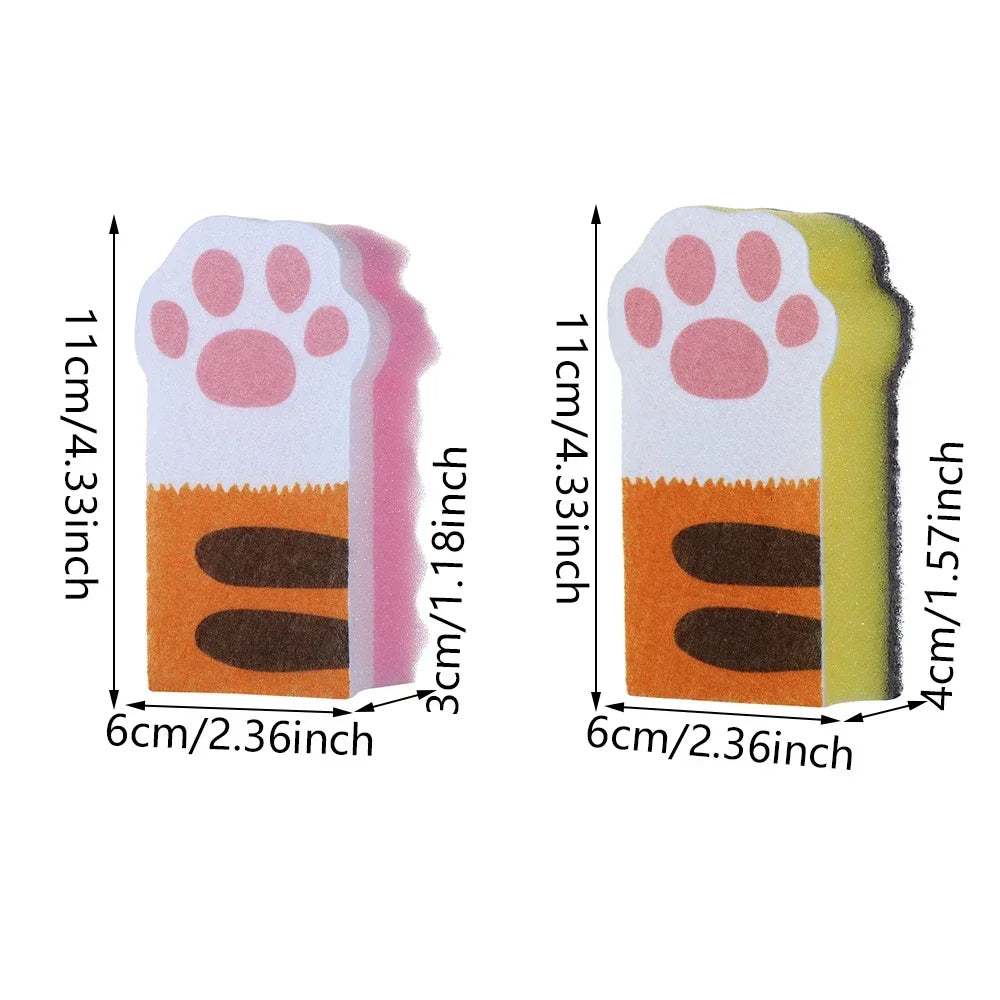 3pc Cute Kitty Paw Soft Bubble Sponge | Viral Cartoonish Animal Extra Lather Sponge for Kids & Adults