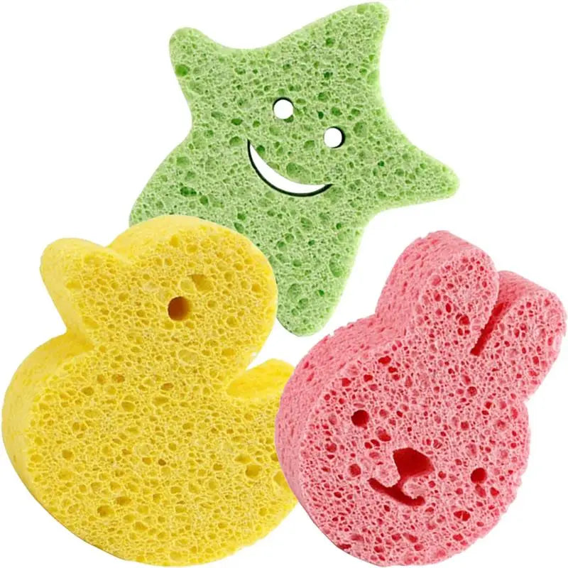 3pc Cute Animal Bubble Sponge Set | Soft extra Lather Sponges for Kids & Adults