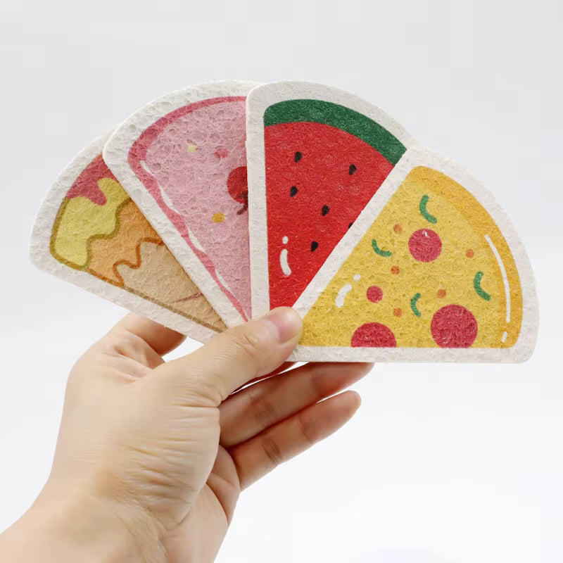 4Pcs Cute Magic Food Dishwashing Kitchen Sponge
