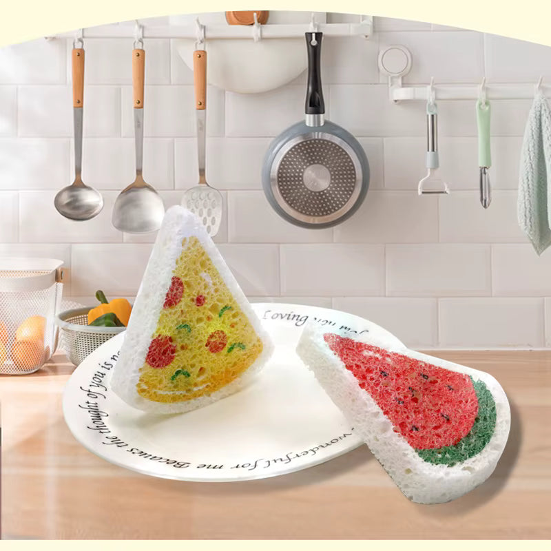 4Pcs Cute Magic Food Dishwashing Kitchen Sponge