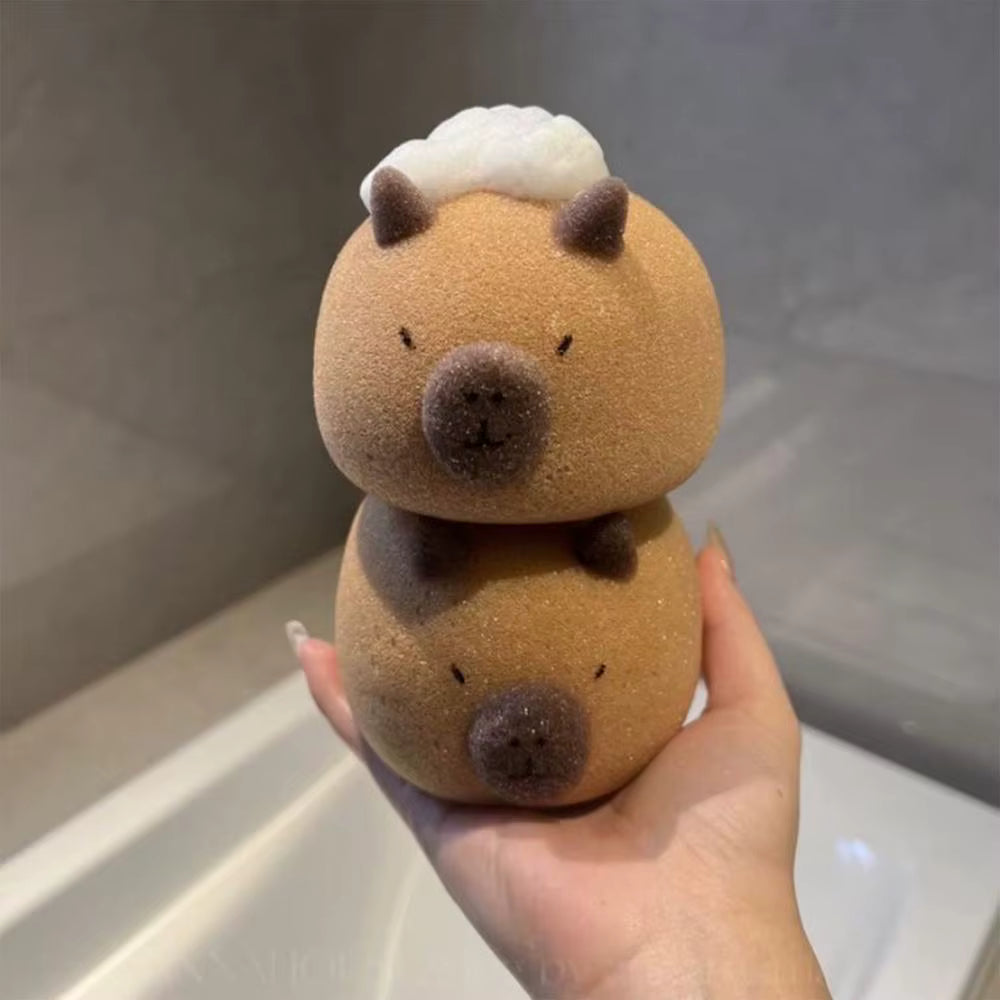 Cute Capybara Soft Bubble Sponge | Viral Cartoonish Animal Extra Lather Sponge for Kids & Adults
