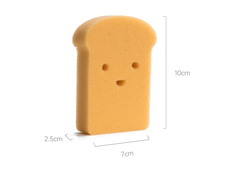 Cute Kawaii Japanese Toast & Bread Shaped Kitchen Sponges - Reusable Dish Washing Pads