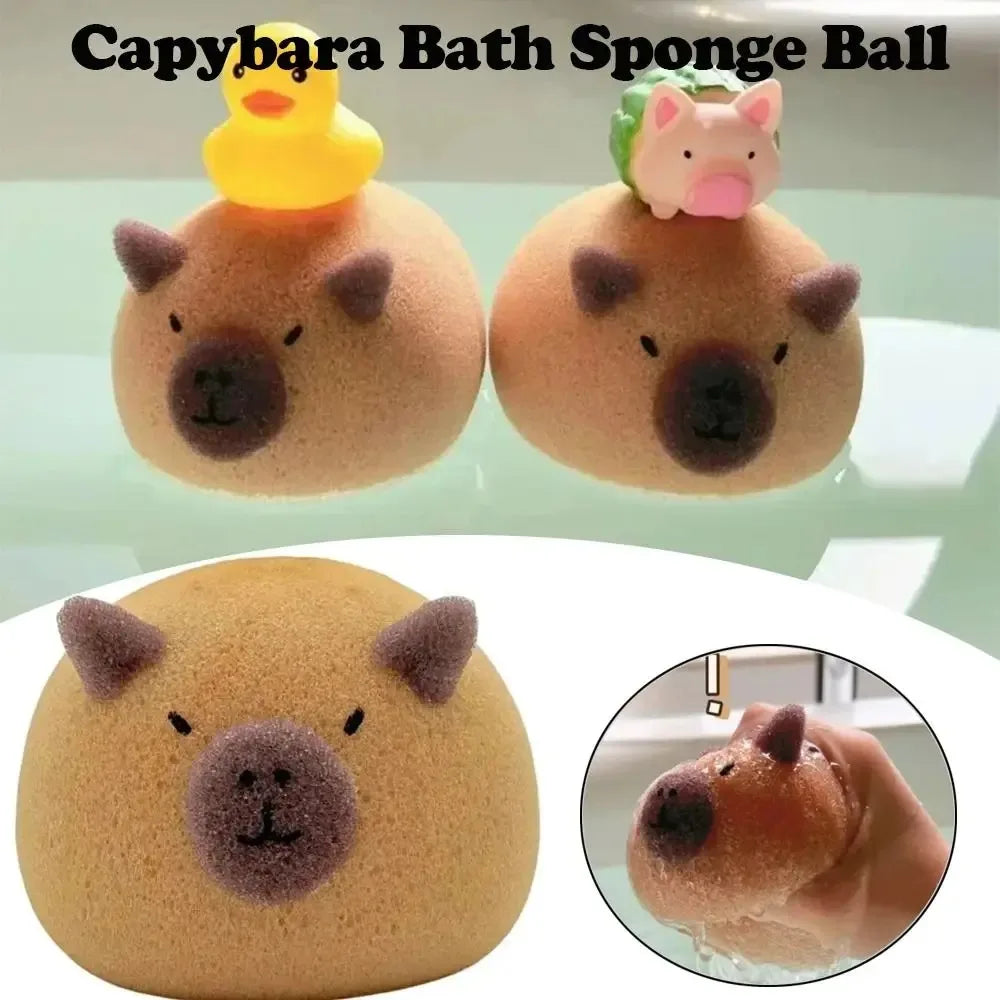 Cute Capybara Soft Bubble Sponge | Viral Cartoonish Animal Extra Lather Sponge for Kids & Adults
