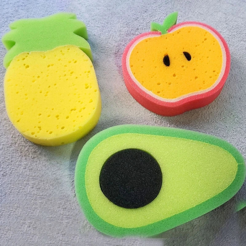 COMPLTELY RANDOM | Fruit Shaped Cute Body Cleaning Sponge Cartoon Scrubber for Kids Adult