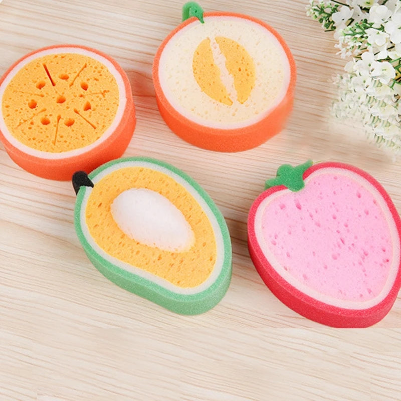COMPLTELY RANDOM | Fruit Shaped Cute Body Cleaning Sponge Cartoon Scrubber for Kids Adult