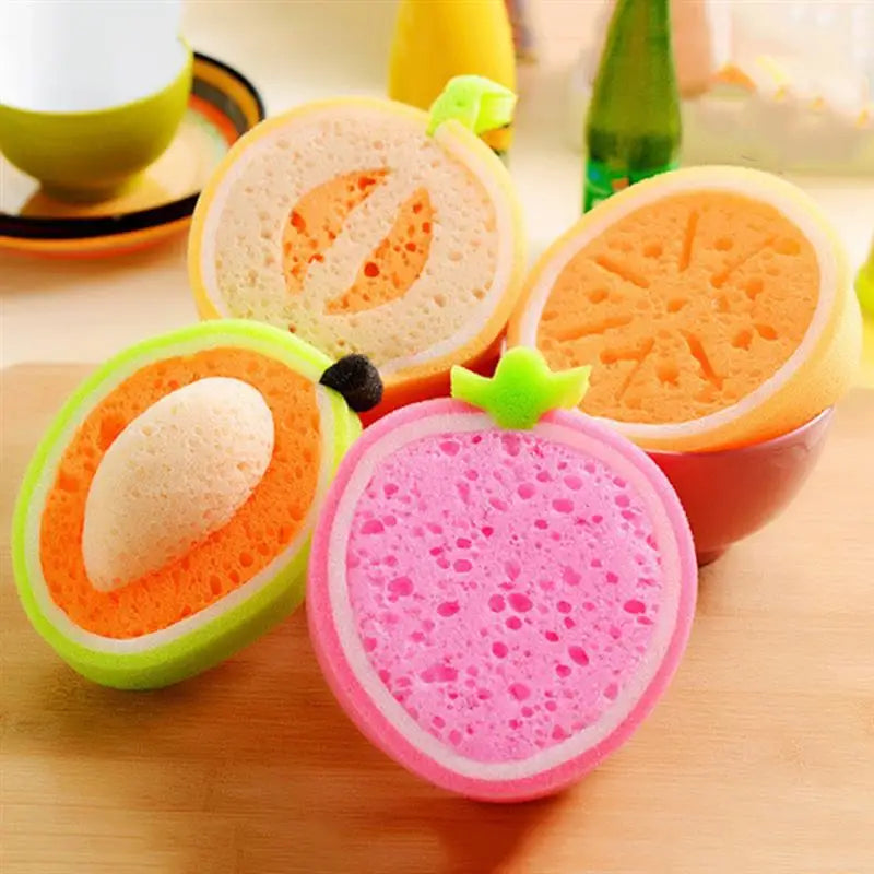 4 Pcs Fruits Shaped Sponges Bath Shower Kids Cute Wash Lovely For Bathroom Household