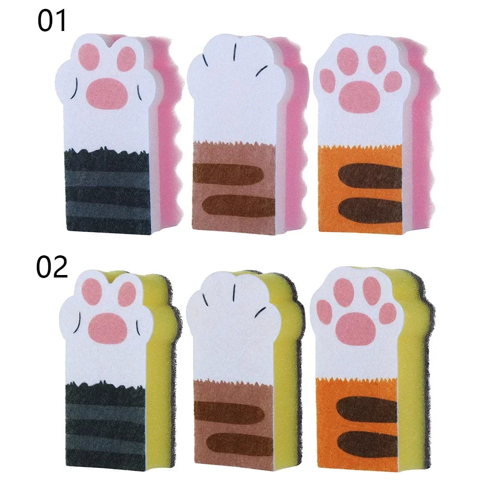 3pc Cute Kitty Paw Soft Bubble Sponge | Viral Cartoonish Animal Extra Lather Sponge for Kids & Adults