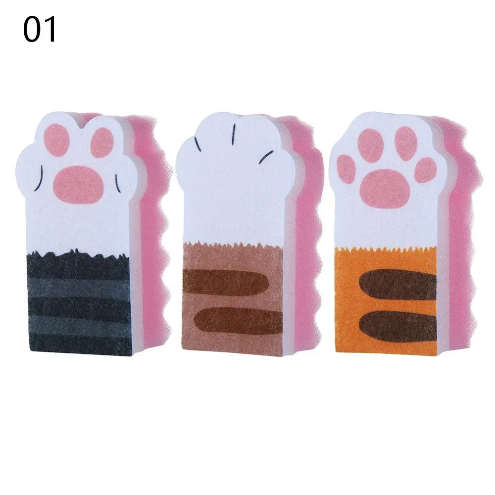 3pc Cute Kitty Paw Soft Bubble Sponge | Viral Cartoonish Animal Extra Lather Sponge for Kids & Adults