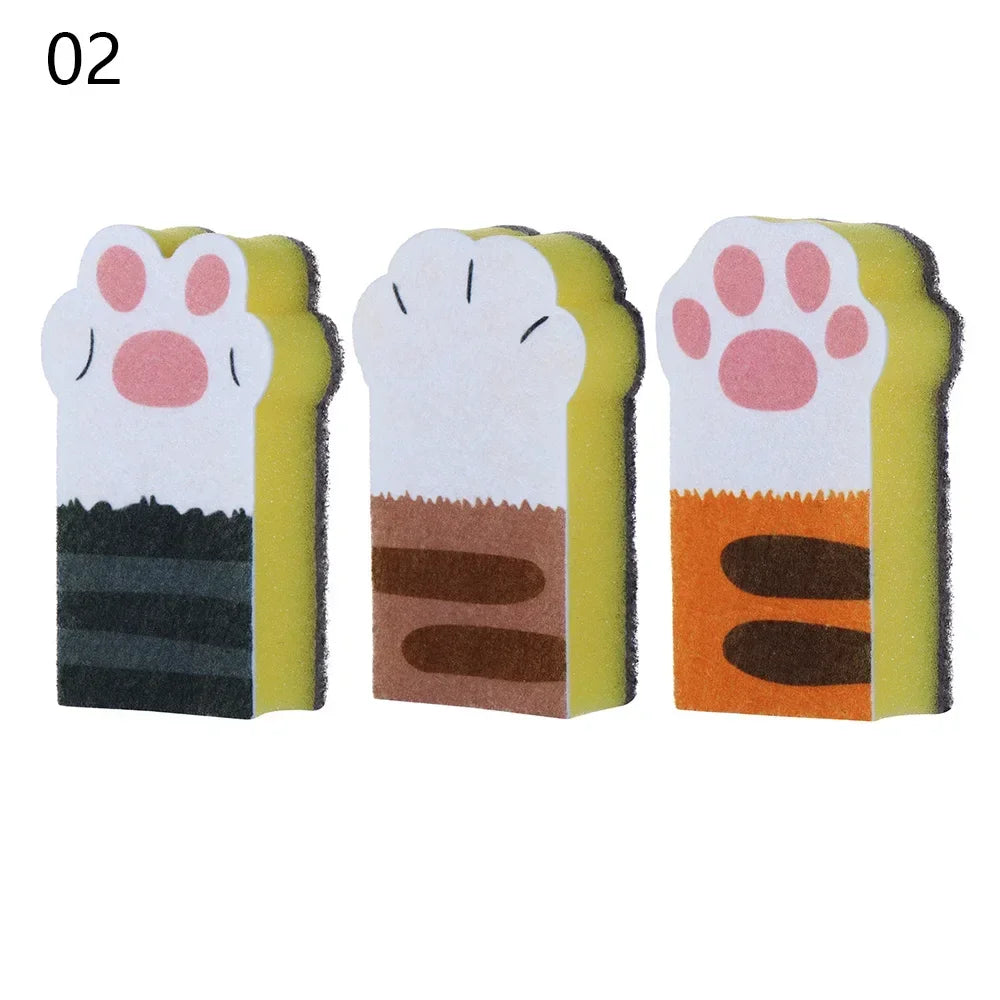 3pc Cute Kitty Paw Soft Bubble Sponge | Viral Cartoonish Animal Extra Lather Sponge for Kids & Adults