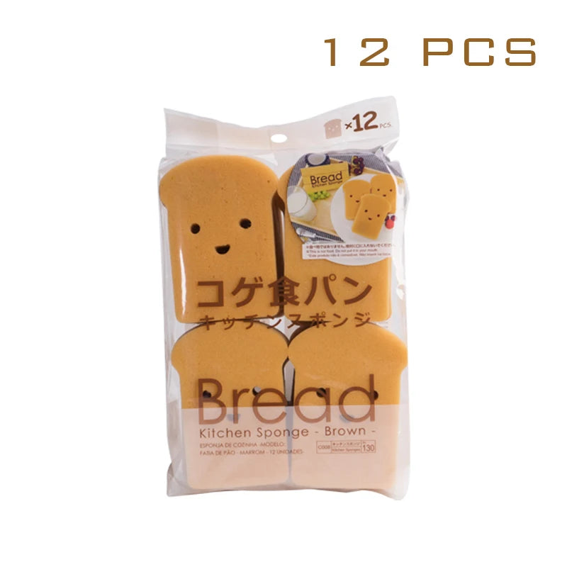 Cute Kawaii Japanese Toast & Bread Shaped Kitchen Sponges - Reusable Dish Washing Pads