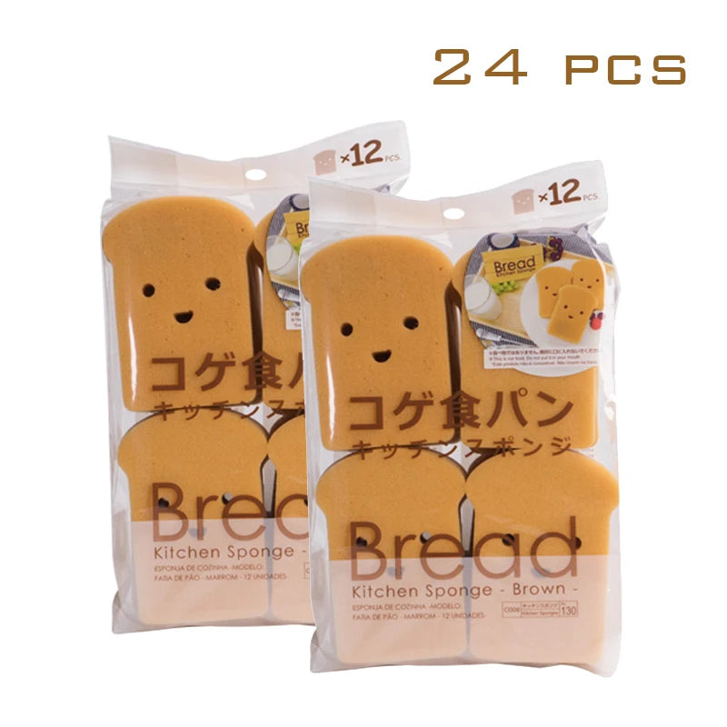 Cute Kawaii Japanese Toast & Bread Shaped Kitchen Sponges - Reusable Dish Washing Pads